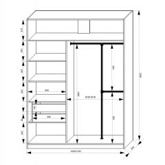 Шкаф-купе 1500 серии NEW CLASSIC K4+K4+B2+PL4 (2 ящика+F обр. штанга) профиль «Капучино» в Камышлове - kamyshlov.mebel24.online | фото 3