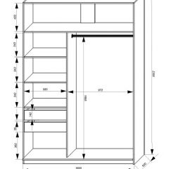 Шкаф-купе 1600 серии SOFT D1+D3+B2+PL1 (2 ящика+1штанга) профиль «Графит» в Камышлове - kamyshlov.mebel24.online | фото 4
