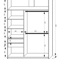 Шкаф-купе 1600 серии SOFT D8+D2+B2+PL4 (2 ящика+F обр.штанга) профиль «Графит» в Камышлове - kamyshlov.mebel24.online | фото 2