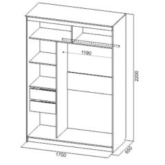 Шкаф-купе №19 Серия 3 Квадро (1700) Ясень Анкор светлый в Камышлове - kamyshlov.mebel24.online | фото 4