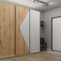 Шкаф-купе 2100 серии SOFT D2+D7+D3+B22+PL2 (по 2 ящика лев/прав+1штанга+1полка) профиль «Графит» в Камышлове - kamyshlov.mebel24.online | фото