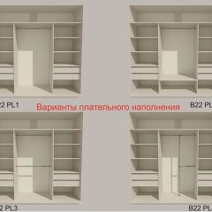 Шкаф-купе 2100 серии SOFT D5+D5+D5+B22+PL4 (по 2 ящика лев/прав+2штанги) профиль «Графит» в Камышлове - kamyshlov.mebel24.online | фото 4