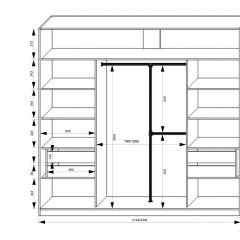 Шкаф-купе 2150 серии NEW CLASSIC K4+K4+K4+B22+PL4(по 2 ящика лев/прав+F обр.штанга) профиль «Капучино» в Камышлове - kamyshlov.mebel24.online | фото 3