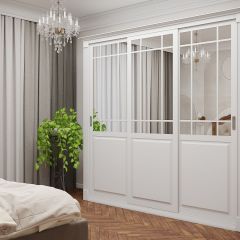 Шкаф-купе 2150 серии NEW CLASSIC K5+K5+K5+B22+PL3 (по 2 ящика лев/прав+1 штанга+1полка) профиль «Капучино» в Камышлове - kamyshlov.mebel24.online | фото