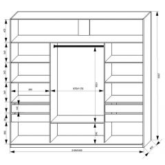 Шкаф-купе 2400 серии SOFT D2+D7+D3+B22+PL2 (по 2 ящика лев/прав+1штанга+1полка) профиль «Графит» в Камышлове - kamyshlov.mebel24.online | фото 3