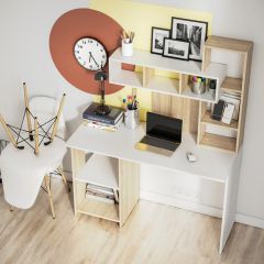 Стол компьютерный Олимп (дуб сонома/белый) в Камышлове - kamyshlov.mebel24.online | фото 2