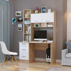 Стол компьютерный ПКС-5 Дуб сонома/Белый глянец в Камышлове - kamyshlov.mebel24.online | фото