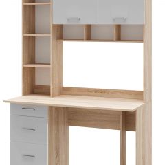 Стол компьютерный ПКС-5 Дуб сонома/Белый глянец в Камышлове - kamyshlov.mebel24.online | фото 2