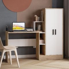 Стол компьютерный СКМ-1 ЛДСП Белый/Дуб сонома в Камышлове - kamyshlov.mebel24.online | фото