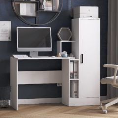 Стол компьютерный СКМ-2 ЛДСП Белый в Камышлове - kamyshlov.mebel24.online | фото