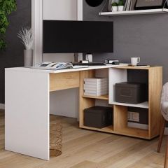 Стол компьютерный угловой СКМУ-4 Белый/Дуб крафт золотой в Камышлове - kamyshlov.mebel24.online | фото