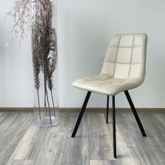 Стул CHILLI SQUARE HK017-02 серо-бежевый, PU/ черный каркас М-City в Камышлове - kamyshlov.mebel24.online | фото 2