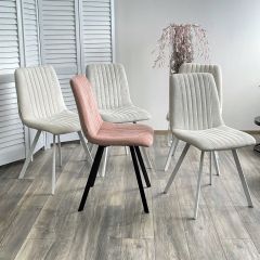 Стул ELVIS WZ2042-01 молочный фактурный велюр / белый каркас М-City в Камышлове - kamyshlov.mebel24.online | фото 2