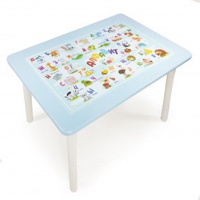 Детский стол с накладкой Алфавит  (Голубой/Белый) в Камышлове - kamyshlov.mebel24.online | фото