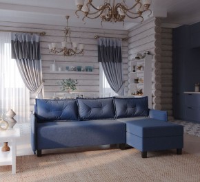 Диван-кровать угловой Киркас синий, ткань рогожка в Камышлове - kamyshlov.mebel24.online | фото 2