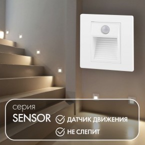 DK1020-WH Светильник встраиваемый в стену c датчиком движения, IP 20, LED 3000, 1 Вт, белый, пластик в Камышлове - kamyshlov.mebel24.online | фото 2