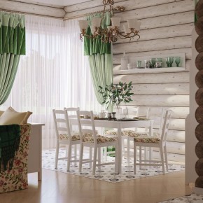 Комлект Вествик обеденный стол и четыре стула, массив сосны, цвет белый в Камышлове - kamyshlov.mebel24.online | фото 1
