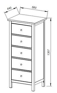 Комод 05 Кантри белый с пятью ящиками в Камышлове - kamyshlov.mebel24.online | фото 3