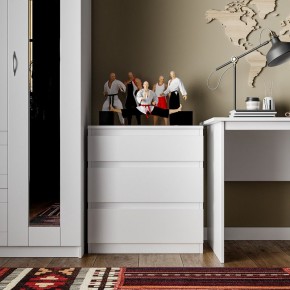 Комод КАСТОР с тремя ящиками, цвет белый в Камышлове - kamyshlov.mebel24.online | фото 3