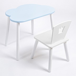 Комплект детский стол ОБЛАЧКО и стул КОРОНА ROLTI Baby (голубая  столешница/белое сиденье/белые ножки) в Камышлове - kamyshlov.mebel24.online | фото