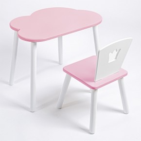 Комплект детский стол ОБЛАЧКО и стул КОРОНА ROLTI Baby (розовая столешница/розовое сиденье/белые ножки) в Камышлове - kamyshlov.mebel24.online | фото