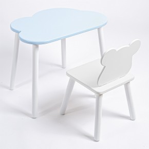 Комплект детский стол ОБЛАЧКО и стул МИШКА ROLTI Baby (голубая столешница/белое сиденье/белые ножки) в Камышлове - kamyshlov.mebel24.online | фото