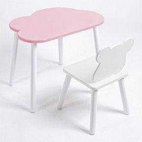Комплект детский стол ОБЛАЧКО и стул МИШКА ROLTI Baby (розовая столешница/белое сиденье/белые ножки) в Камышлове - kamyshlov.mebel24.online | фото