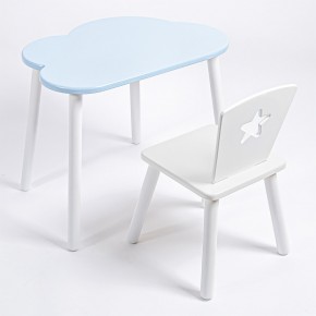 Комплект детский стол ОБЛАЧКО и стул ЗВЕЗДА ROLTI Baby (голубая столешница/белое сиденье/белые ножки) в Камышлове - kamyshlov.mebel24.online | фото