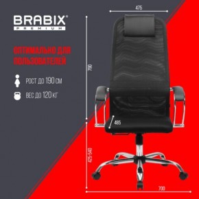 Кресло BRABIX PREMIUM "Ultimate EX-800" хром, плотная двойная сетка Х2, черное, 532911 в Камышлове - kamyshlov.mebel24.online | фото 6