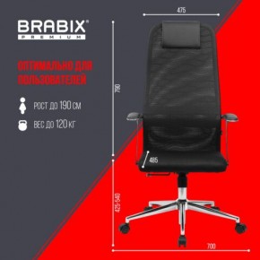 Кресло BRABIX PREMIUM "Ultimate EX-801" хром, плотная двойная сетка Х2, черное, 532917 в Камышлове - kamyshlov.mebel24.online | фото 7