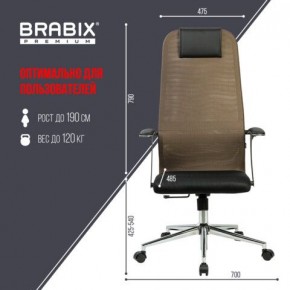 Кресло BRABIX PREMIUM "Ultimate EX-801" хром, плотная двойная сетка Х2, черное/коричневое, 532920 в Камышлове - kamyshlov.mebel24.online | фото 6