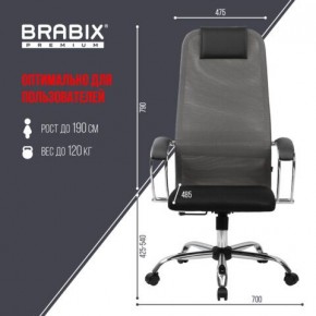 Кресло офисное BRABIX PREMIUM "Ultimate EX-800" хром, плотная двойная сетка Х2, черное/серое, 532912 в Камышлове - kamyshlov.mebel24.online | фото 3