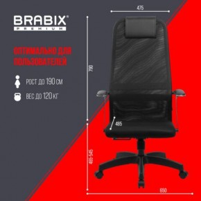 Кресло офисное BRABIX PREMIUM "Ultimate EX-801" пластик, плотная двойная сетка Х2, черное, 532922 в Камышлове - kamyshlov.mebel24.online | фото 5