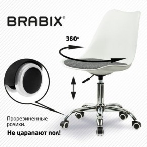 Кресло стул BRABIX "Eames MG-310 CH", хром, пластик белый, ткань серая, 532924 в Камышлове - kamyshlov.mebel24.online | фото 7