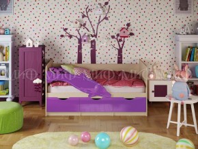 Кровать Дельфин-1 800*1600 (Фиолетовый металлик/дуб крафт белый) в Камышлове - kamyshlov.mebel24.online | фото