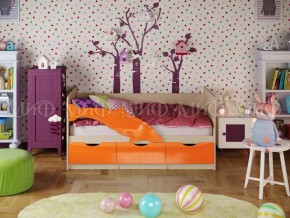 Кровать Дельфин-1 800*1600 (Оранжевый металлик/дуб крафт белый) в Камышлове - kamyshlov.mebel24.online | фото