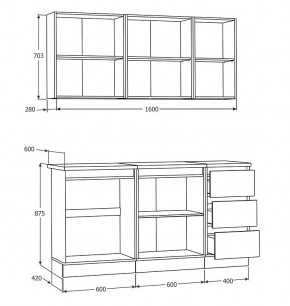 Кухня Хилтон 1.6 м (Белый текстурный/Дуб Вотан) в Камышлове - kamyshlov.mebel24.online | фото 3