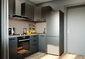 Кухня угловая Антрацит 2200х1000 (Стол. 38мм) в Камышлове - kamyshlov.mebel24.online | фото 1
