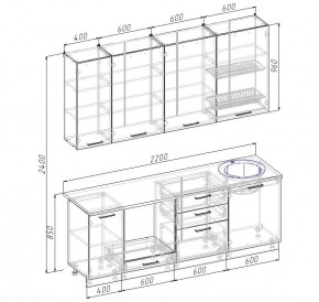 Кухонный гарнитур Графика 2200 (Стол. 26мм) в Камышлове - kamyshlov.mebel24.online | фото 2