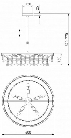 Люстра на штанге Eurosvet Sophie 60165/6 латунь в Камышлове - kamyshlov.mebel24.online | фото 3