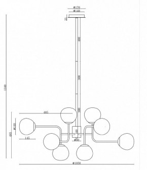 Люстра на штанге Maytoni Erich MOD221-PL-12-G в Камышлове - kamyshlov.mebel24.online | фото 3