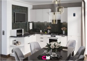 Модульная кухня Альфа холст белый в Камышлове - kamyshlov.mebel24.online | фото 1