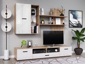 Нэнси New Тумба ТВ ЛДСП (2дв.+1ящ.) Белый глянец/Сонома в Камышлове - kamyshlov.mebel24.online | фото 3