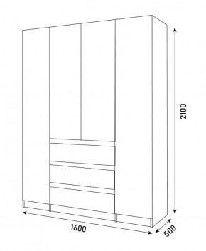 ПАРУС Шкаф 4-х ств. 1600 в Камышлове - kamyshlov.mebel24.online | фото 3