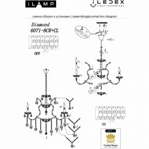 Подвесная люстра iLamp Diamond 6071-8 CR+CL в Камышлове - kamyshlov.mebel24.online | фото 2