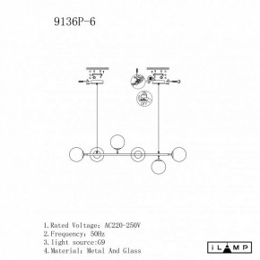 Подвесная люстра iLamp Golden 9136P/6 BK-WH в Камышлове - kamyshlov.mebel24.online | фото 3