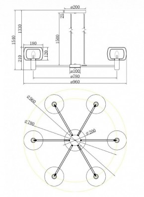 Подвесная люстра Maytoni Vision MOD411PL-06G в Камышлове - kamyshlov.mebel24.online | фото 6