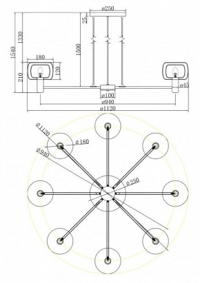 Подвесная люстра Maytoni Vision MOD411PL-08G в Камышлове - kamyshlov.mebel24.online | фото 4