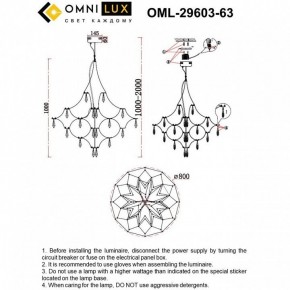Подвесная люстра Omnilux Perelli OML-29603-63 в Камышлове - kamyshlov.mebel24.online | фото 8