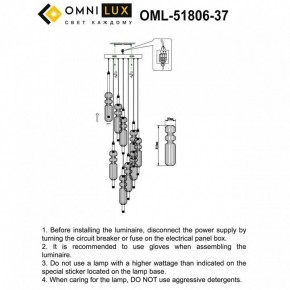 Подвесная люстра Omnilux Vepri OML-51806-37 в Камышлове - kamyshlov.mebel24.online | фото 9